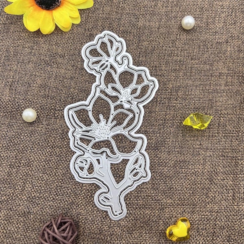 Lapoo 3D Backgrounds Frame Metal Cutting Die for Scrapbooking, New Cutting Dies DIY Album Card Making Decor Paper Craft Metal Die Cuts Party Wedding Decorations (Plum Blossom Stripes 6.5 x 3.2 in) - Image 3